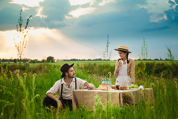 Image showing The healthy natural food in the field. Family dinner