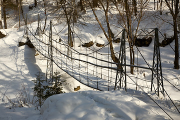 Image showing Cable suspension Bridge over Belokurikha river.