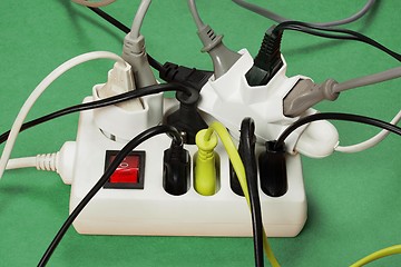 Image showing Overloaded extension cord