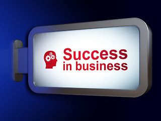 Image showing Finance concept: Success In business and Head With Gears on billboard background