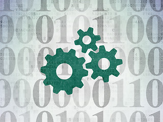 Image showing Business concept: Gears on Digital Data Paper background