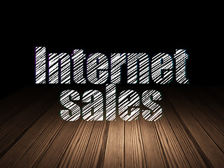 Image showing Advertising concept: Internet Sales in grunge dark room