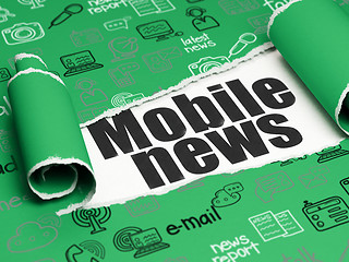 Image showing News concept: black text Mobile News under the piece of  torn paper