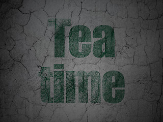Image showing Time concept: Tea Time on grunge wall background
