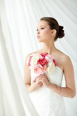 Image showing beautiful asian woman with flower and jewelry