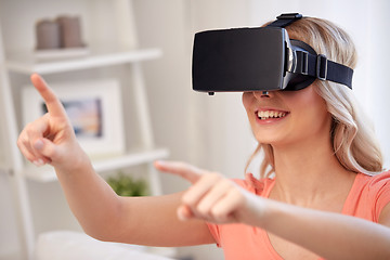 Image showing woman in virtual reality headset or 3d glasses