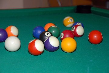 Image showing billiards table with pool balls