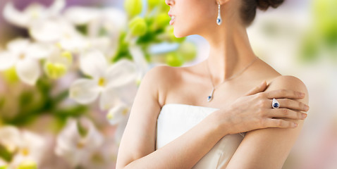 Image showing close up of beautiful woman with finger ring