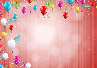 Image showing background with balloons and confetti