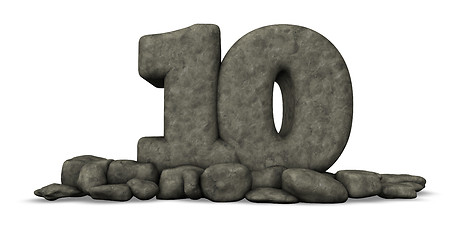 Image showing stone number ten on white background - 3d rendering