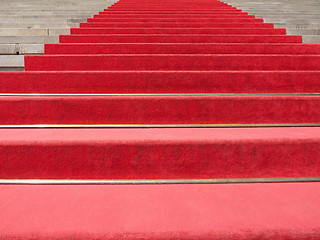 Image showing Red carpet on stairway