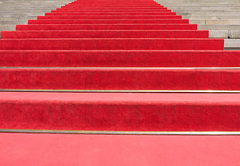Image showing Red carpet on stairway