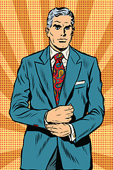 Image showing Retro businessman boss gray hair