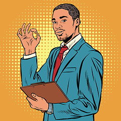 Image showing OK gesture black businessman