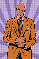 Image showing Retro African American businessman in elegant suit