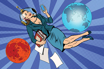 Image showing Cosmic business woman astronaut