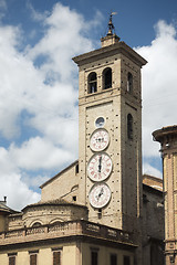 Image showing three clocks at the church tower of Tolentino