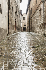 Image showing typical italian city street at rain