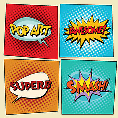 Image showing Set of retro comic bubbles pop art phrases