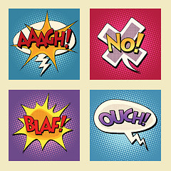 Image showing Set of retro comic bubbles pop art phrases vector