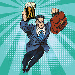 Image showing Beer man superhero flying