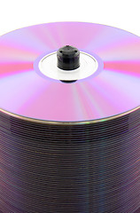 Image showing Purple CDs on spindle