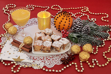 Image showing Christmas Stollen Cakes and Egg Nog