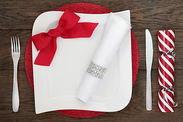 Image showing Contemporary Christmas Table Setting