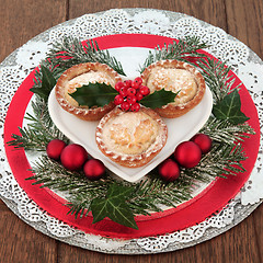 Image showing Mince Pies and Christmas Decorations