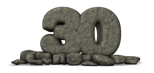 Image showing stone number thirty on white background - 3d rendering