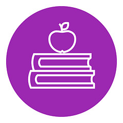 Image showing Books and apple on top line icon.