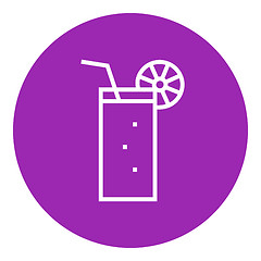 Image showing Glass with drinking straw line icon.