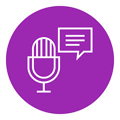 Image showing Microphone with speech square line icon.