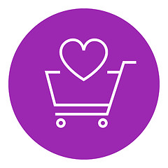 Image showing Shopping cart with heart line icon.