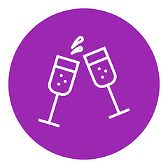 Image showing Two glasses of champaign line icon.