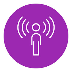 Image showing Man with soundwaves line icon.