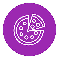 Image showing Whole pizza with slice line icon.