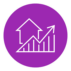 Image showing Graph of real estate prices growth line icon.