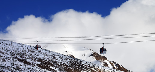 Image showing Panoramic view on gondola lifts at evening