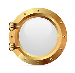 Image showing Ship metal porthole on white background