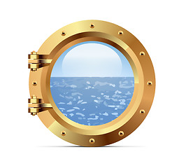 Image showing Ship metal porthole on white background