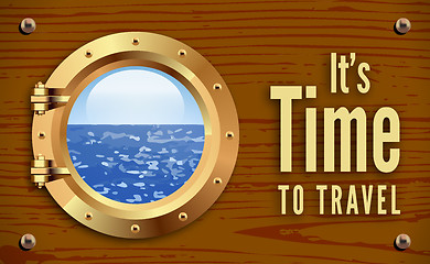 Image showing Porthole on wooden background