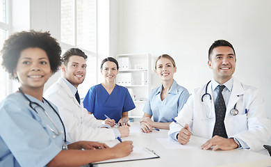 Image showing group of happy doctors meeting at hospital office