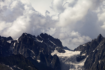 Image showing Mountains in clouds before rain