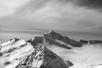 Image showing Black and white view from the ski slope