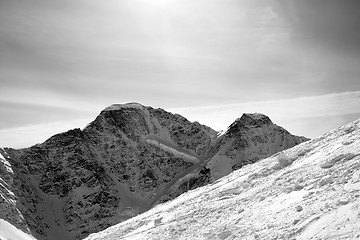 Image showing Black and white off-piste slope