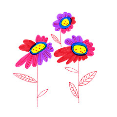 Image showing Decorative freehand drawing flowers