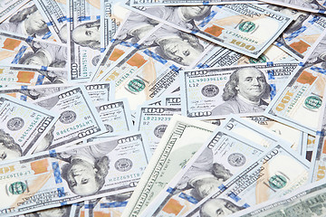 Image showing Texture of one hundred US dollars banknotes