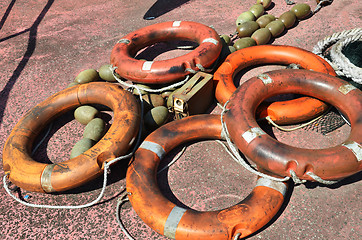 Image showing Old life buoy 