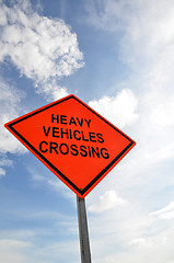 Image showing Road sign with a Heavy Vehicles Crossing